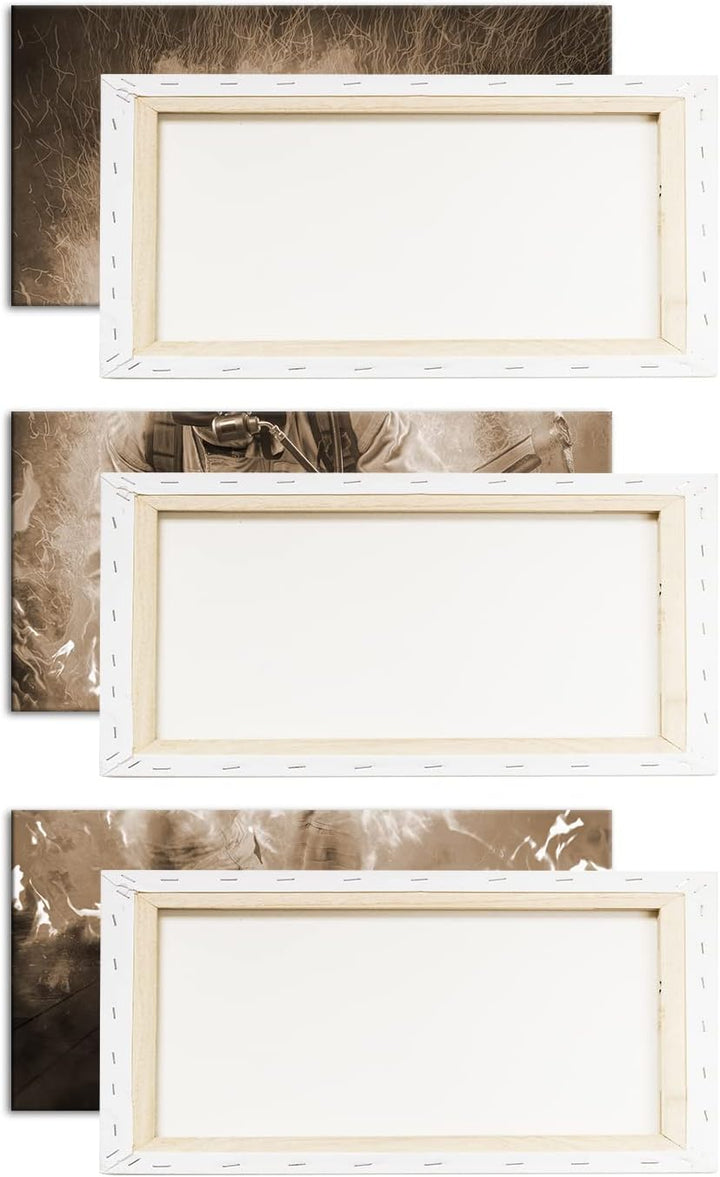 deyoli Feuerwehrmann im Einsatz Format: 3Teilig Effekt: Sepia als Leinwandbild, Motiv fertig gerahmt