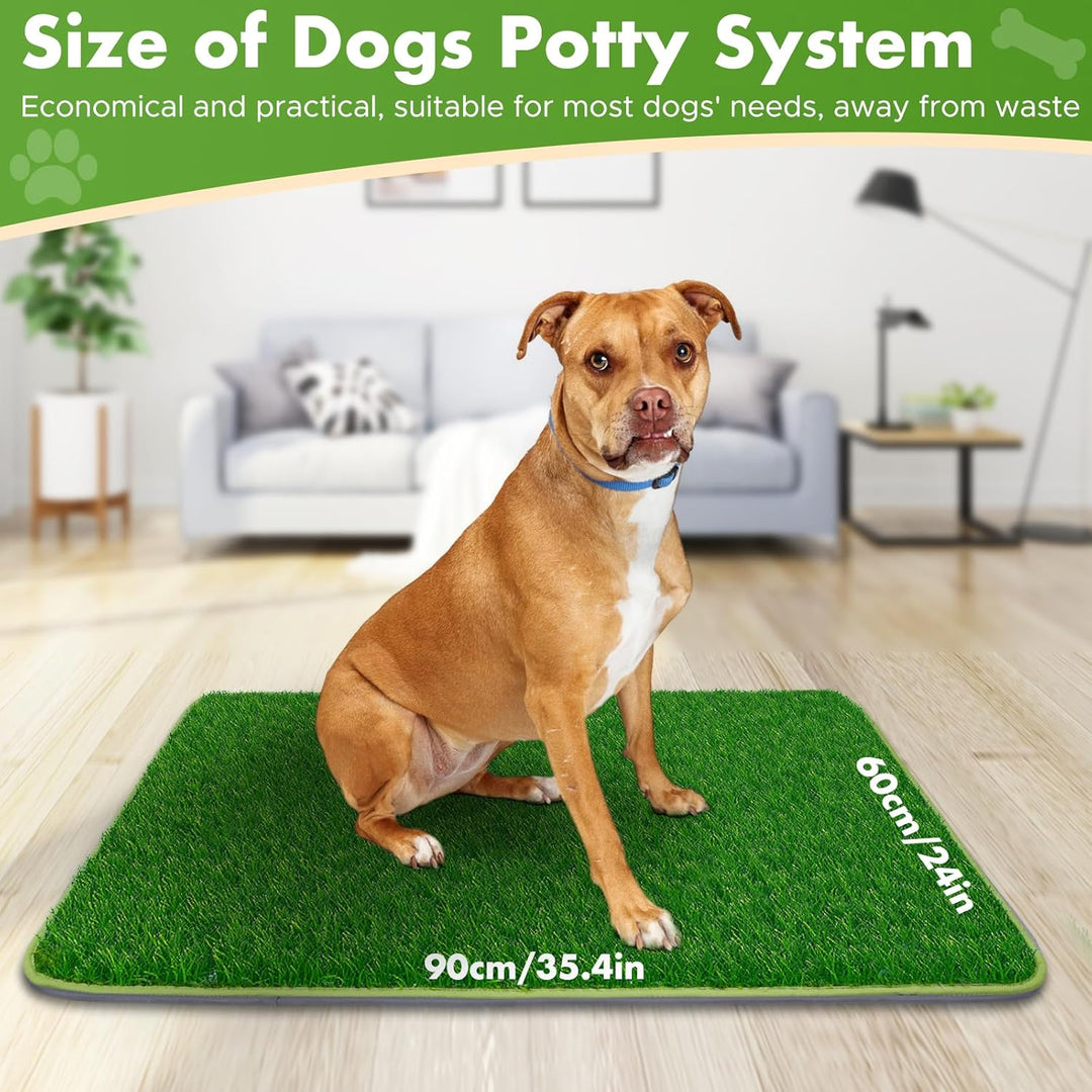 90*60CM 2-in-1 Pinkelmatte für Hunde Hundeklo Hundetoilette Welpentoilette mit Kunstrasen Hundeklo f