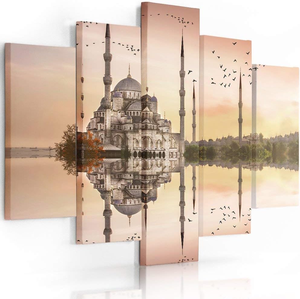 Feeby. Leinwandbild - 5 Teile - Bilder, Wand Bild, Wandbilder, Kunstdruck XXL, 5-Teilig, (BLAUE MOSC