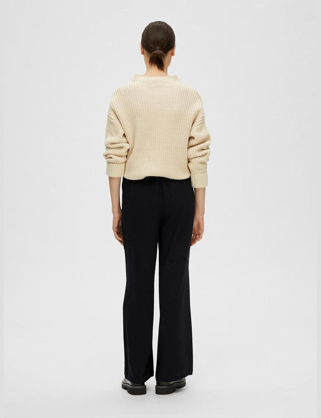 SELECTED FEMME Damen Slfviva-gulia Hw Long Linen Pant Noos Hosen, Schwarz, 34 EU