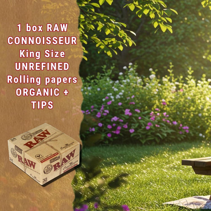 Raw dünnes Zigarettenpapier & Filter aus Bio-Hanf Connoisseur, King Size - 24 Heftchen