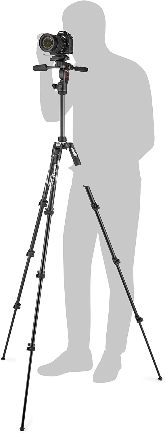 Manfrotto Befree 3-Way Live Advanced Travel VideoTripod Kit, Aluminium mit Fluidkopf für Camcorder u