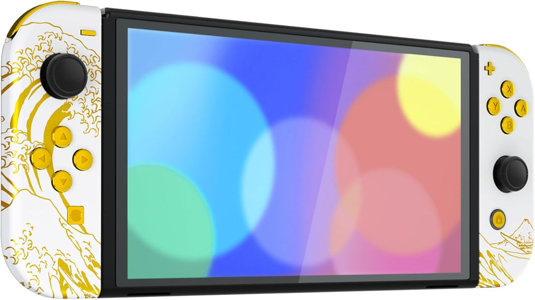 eXtremeRate Full Hülle für Nintendo Switch OLED Joy Con/Console, Custom Case Shell & Buttons & Kicks