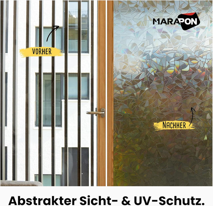 MARAPON® Fensterfolie Regenbogeneffekt dunkel [0.90x2 m] inkl. eBook mit Profitipps - statische Haft