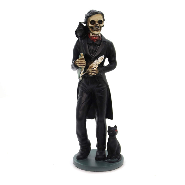 YTC Summit International Skeledgar Skeleton Edgar Allan Poe with Book and Raven Halloween Figurine N