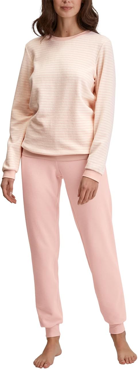 CALIDA Soft Dreams Bündchen-Pyjama Damen, Frottee-Qualität aus Baumwollmix 36-38 Pearl Blush, 36-38
