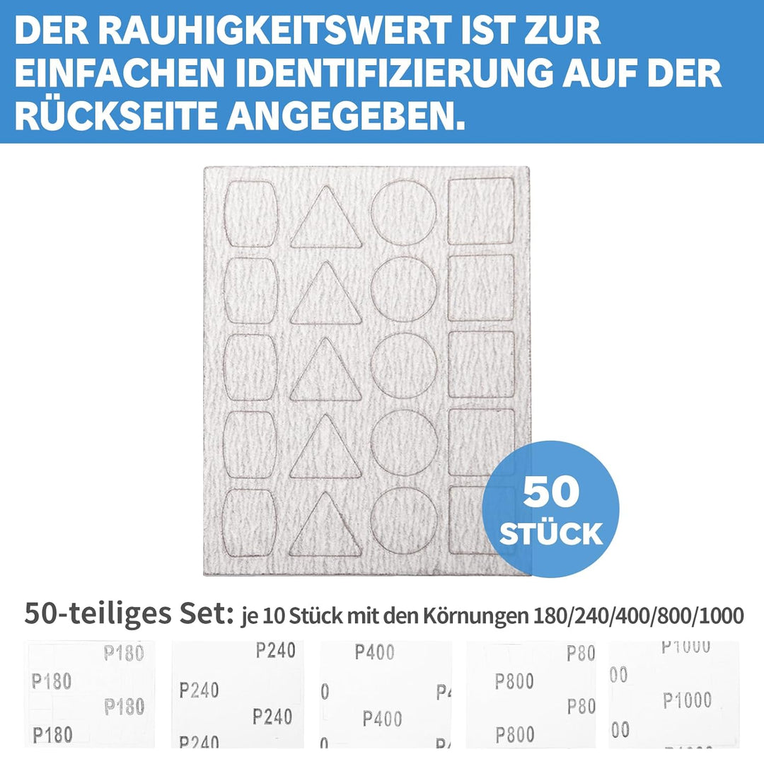 Schleifpapier für Pen Sander PLH-1000, PLH-2000, 180/240/400/800/1000 Grits Je 10 Stück mit je 20 Pa
