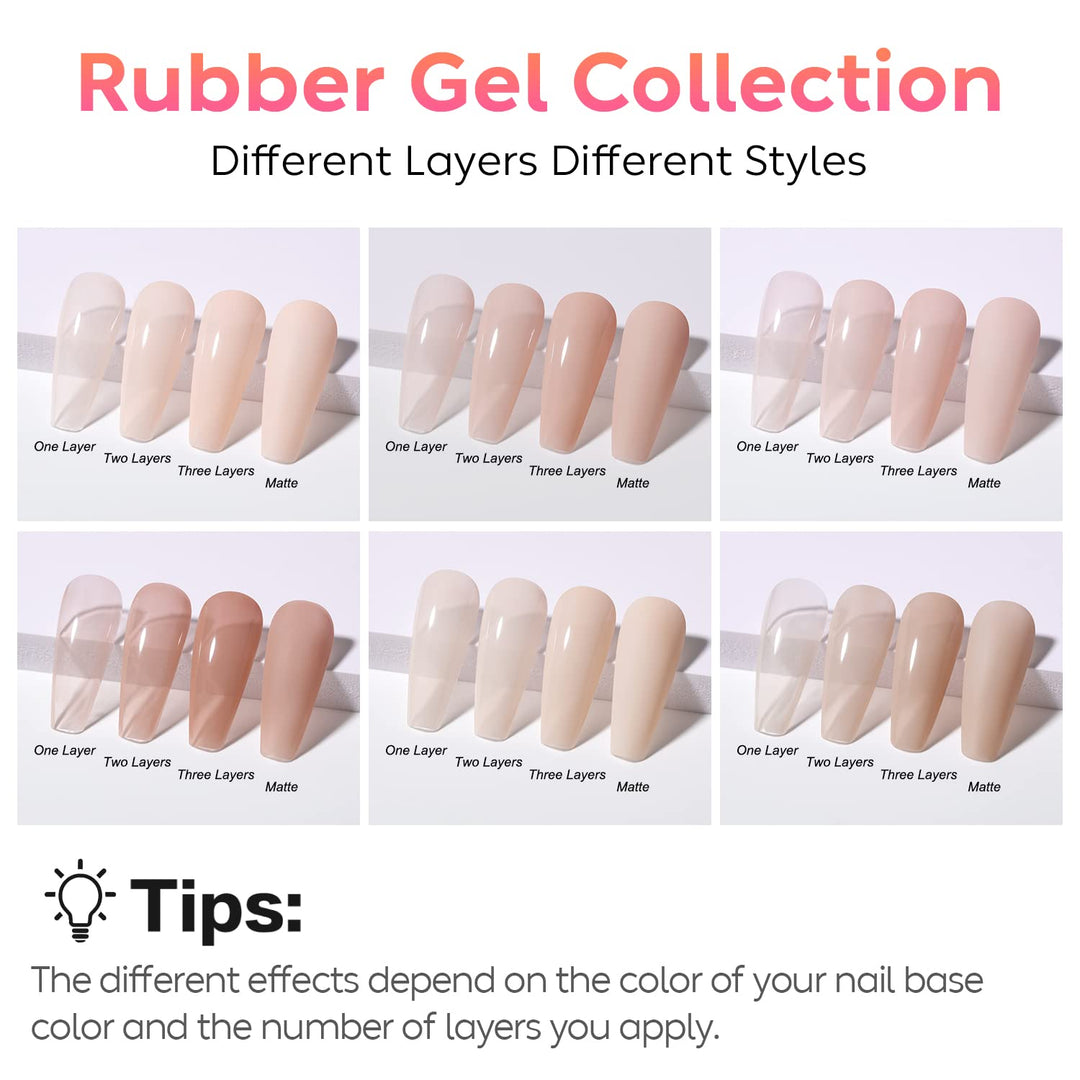 AIMEILI Rubber Base Gel Set 6pcs Rubber Base Coat Soak Off UV LED Nägel Unterlack Gel Nagellack Mani