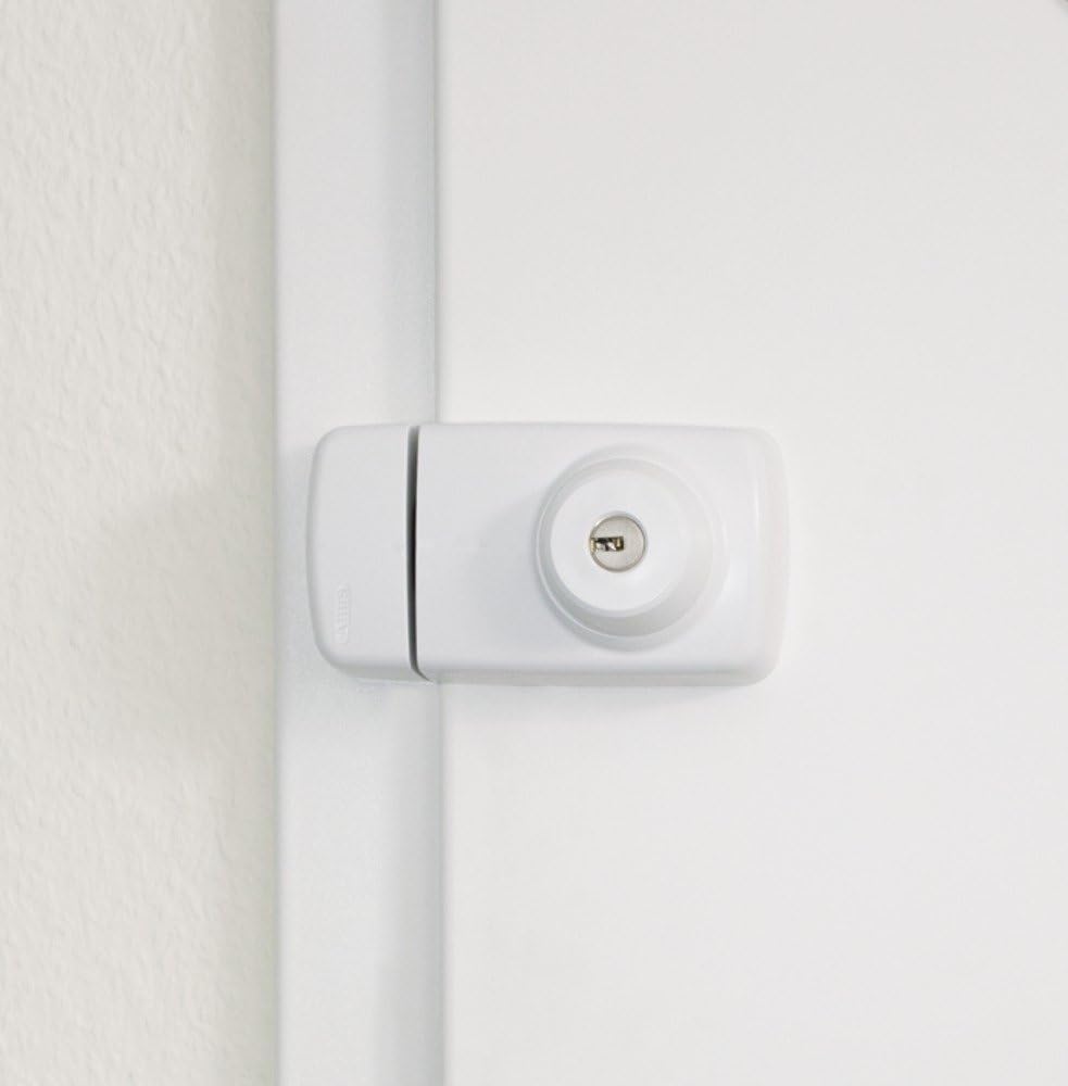 ABUS Tür-Zusatzschloss 7025 mit beidseitigem Zylinder, weiss, 53273 Metall EK Weiss, Metall EK Weiss