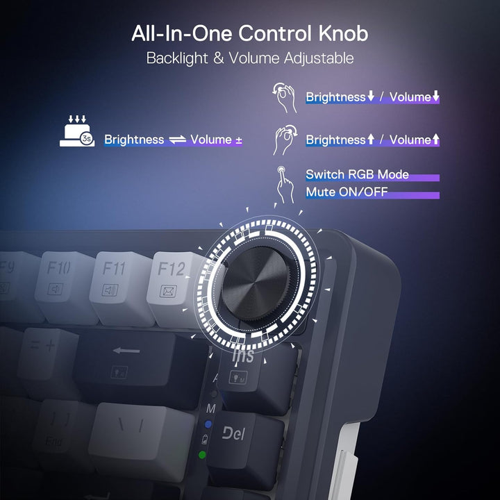 Redragon K673 PRO 75% Wireless Gasket RGB Gaming Tastatur, 3-Modus 81 Tasten Kompaktes Mechanische T