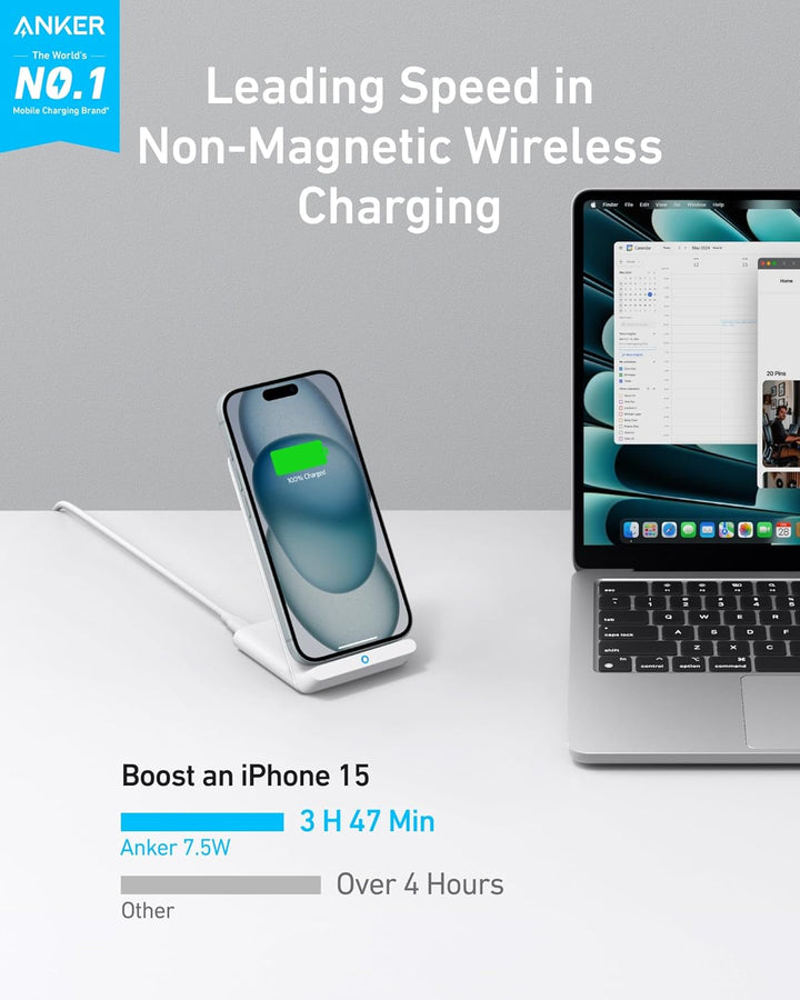 Anker 313 Induktive Ladestation, Qi-Zertifiziert, Geeignet für iPhone 15/15 Pro / 15 Pro Max, SE (20