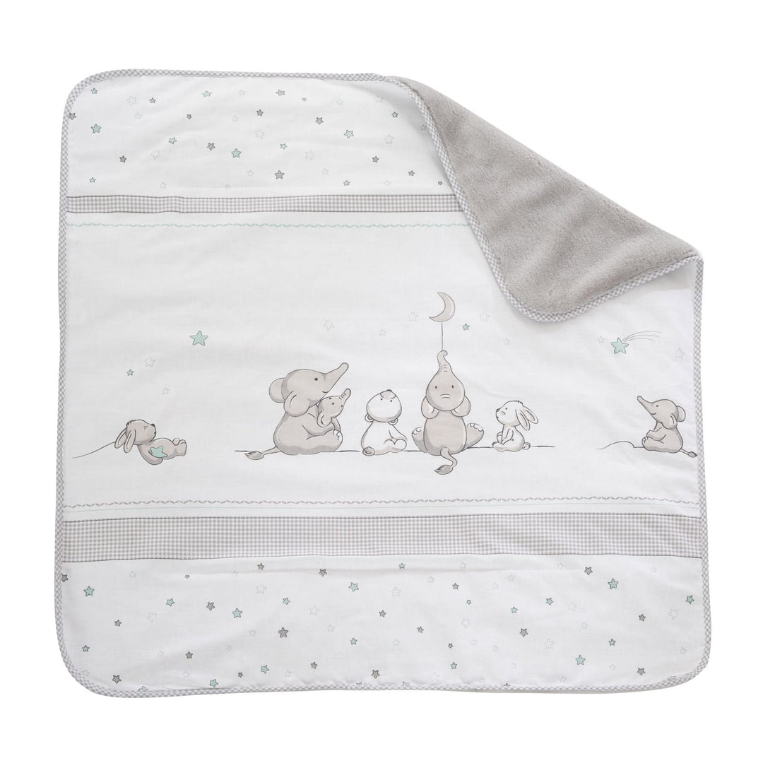 roba Babydecke Sternenzauber - 80 x 80 cm - Baby Kuscheldecke mit Sternen & Elefanten Motiv - Kinder