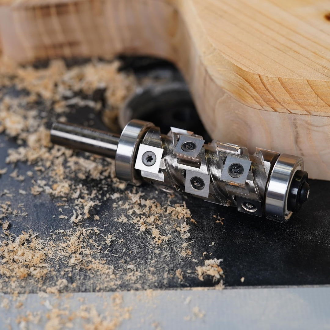SpeTool Up&amp;Down Kompressions Bündigfräser 12mm Schaft VHM Spiralnutfräser Kopierfräser für Oberfräse