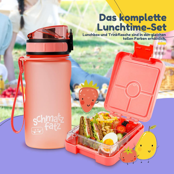 schmatzfatz easy Snackbox, mit Fächern, Brotdose, Lunchbox, Bento Box, Geschenk für Kinder (Coral),