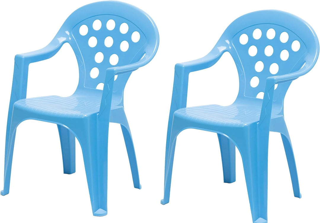 hLine Kinder Garten Sitzgruppe Tisch mit Stühlen Gartenstuhl Sessel (1 Tisch 2 Stühle blau), 868780+