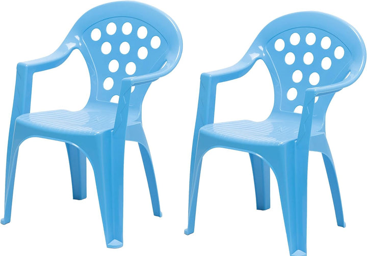 hLine Kinder Garten Sitzgruppe Tisch mit Stühlen Gartenstuhl Sessel (1 Tisch 2 Stühle blau), 868780+