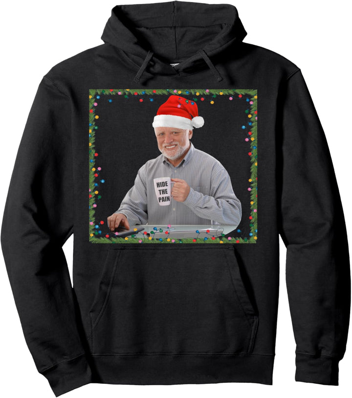 Hide The Pain Harold Christmas Old Man Smiling Dank Meme Pullover Hoodie