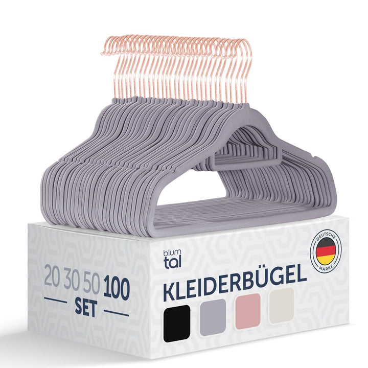 Blumtal Kleiderbügel Samt 100 Stück - Bügel Samt 360° drehbar und belastbar - Bügel Kleider platzspa
