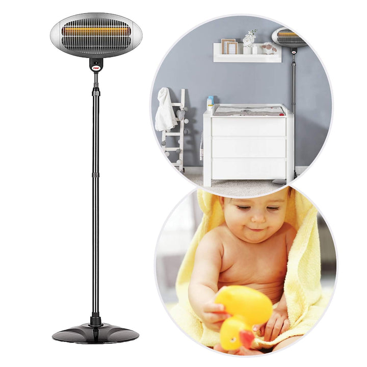 reer Wickeltischstrahler mit Standfuss, 650 Watt, Heizstab mit Splitterschutz