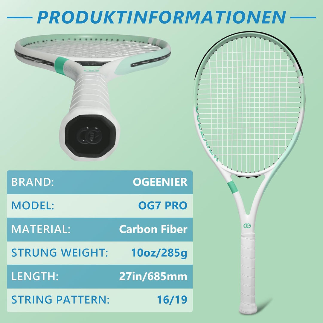 OGEENIER Tennis Racket 27 Zoll Tennisschläger Damen Herren Graphitrahmen Tennis Schläger für Erwachs