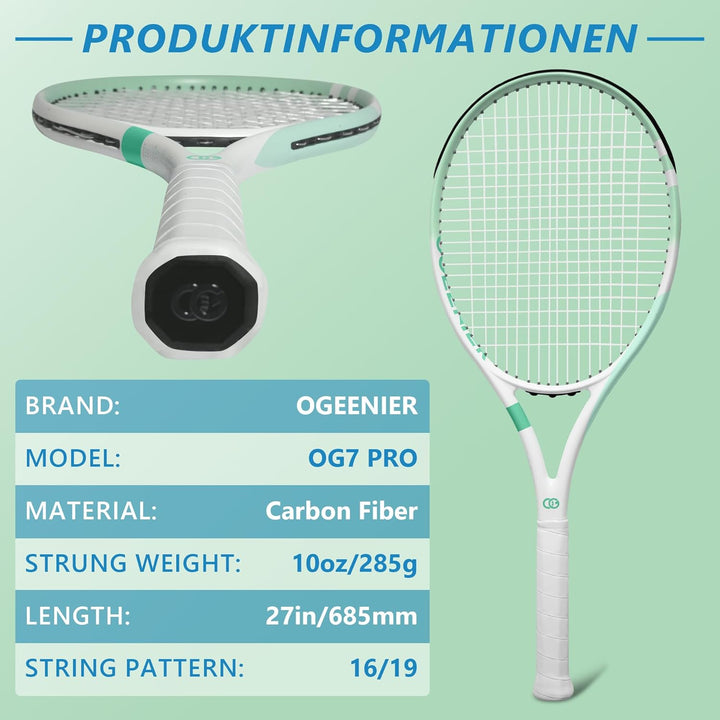 OGEENIER Tennis Racket 27 Zoll Tennisschläger Damen Herren Graphitrahmen Tennis Schläger für Erwachs