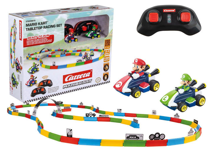 Carrera RC Fahrzeug Mario Kart Tabletop Racing Set | RC-Karts von Mario &amp; Luigi – 6,2 cm mit 2,4-GHz