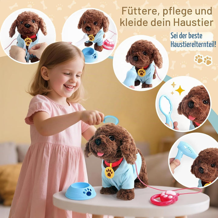 jerryvon Hund Spielzeug Kinder-Spielzeug Ab 2 Jahre Mädchen Dog Spiel Kuscheltier Hund Mit Leine der