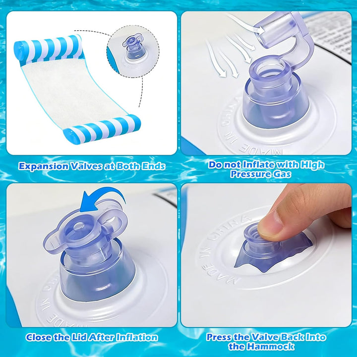 2 Stück Aufblasbare Wasserhängematte, 4 in 1 Aufblasbare Hängematte Pool mit 1 Luftpumpe, Schwimmbet