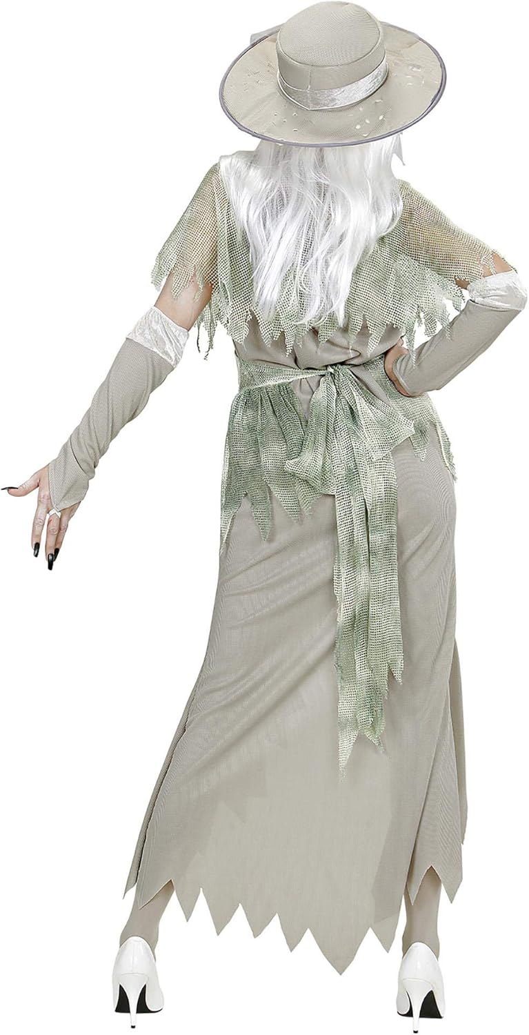 Widmann 98981 - Erwachsenenkostüm Geister Lady, Kleid mit Hut, Umhang, Gürtel und Handschuhe, S