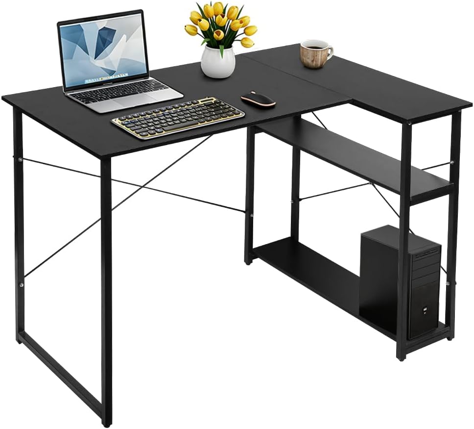 L-förmiger Gaming-Schreibtisch, Computertisch mit Bildschirmhalterung, verstellbarer PC-Ständer, dop