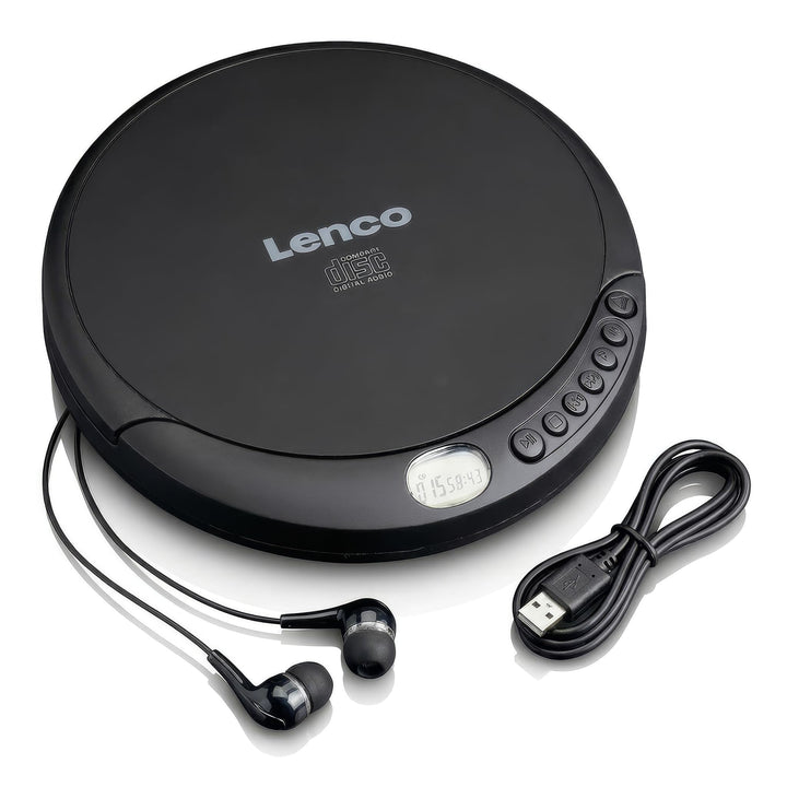 Lenco CD-010 - Tragbarer CD-Player Walkman - Diskman - CD Walkman - Mit Kopfhörern und Micro USB Lad