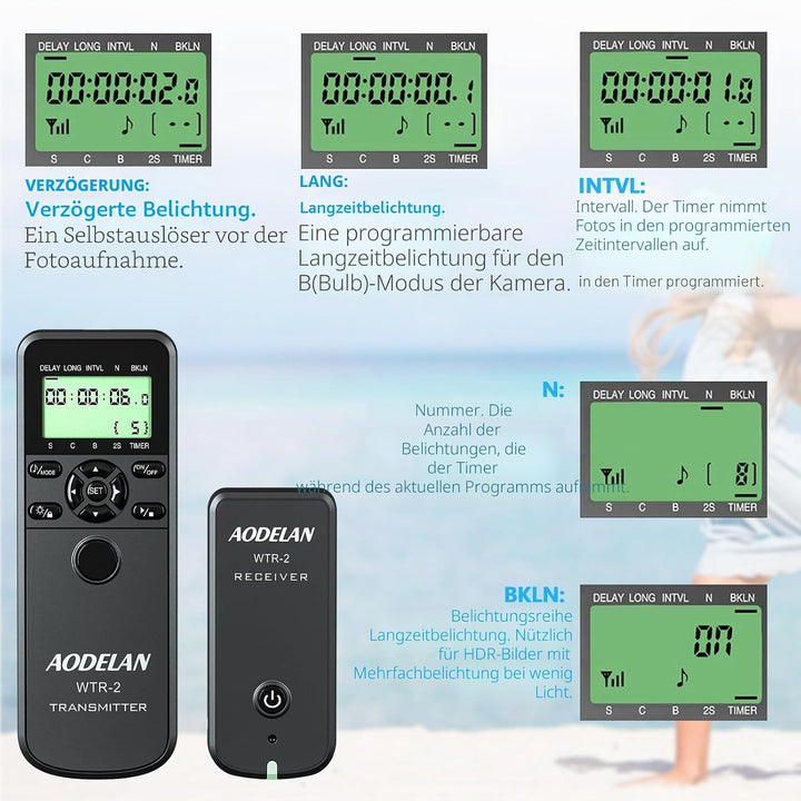 AODELAN Timer-Ausloeser Fernauslöser mit Intervalometer für Canon EOS R EOS RP 90D M6 Mark II 7D für
