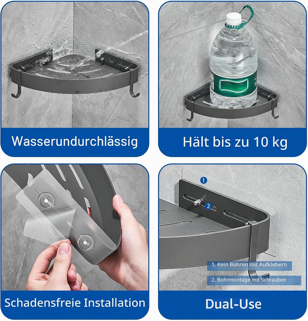 FIISAYL Duschablage Ohne Bohren Duschregal Ecke Badezimmer Organizer Badregal Duschkorb, Dusche eckr