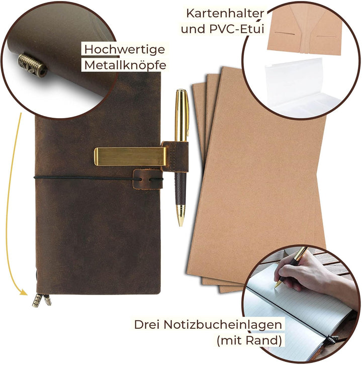 Travelers Notebook Vintage Notizbuch Leder Journal Handgefertigte Echtes Leder Antike Reisetagebuch