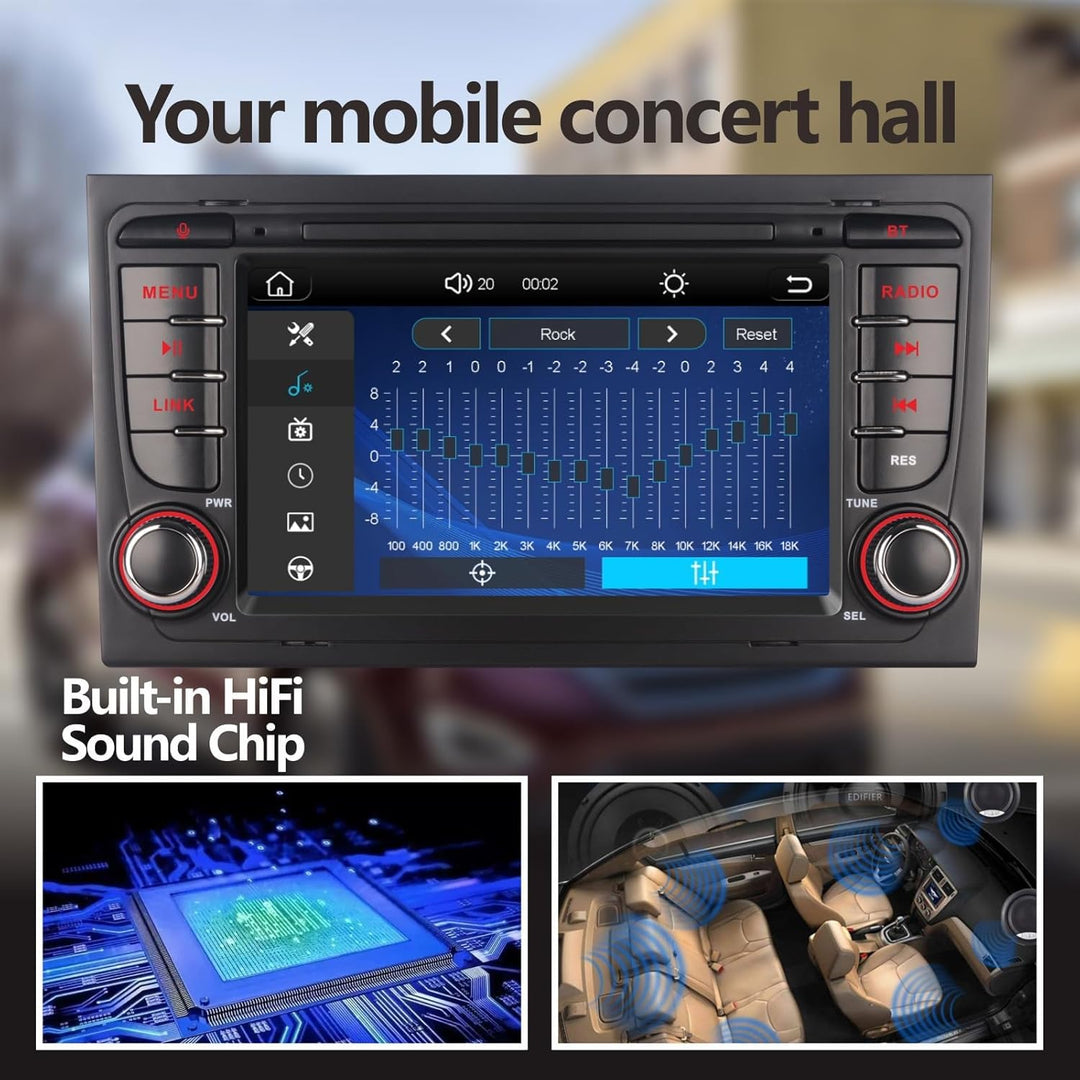 Autoradio kompatibel mit drahtlos Carplay/Android Auto für Audi A4 S4 RS4 2002-2008 SEAT EXEO mit IP