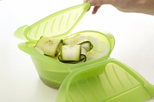 Lékué Dampfbox mit Einlegeboden, 3–4 Personen, 1000 ml, Platin-Silikon, rot Rot 1000 ml, Rot 1000 ml