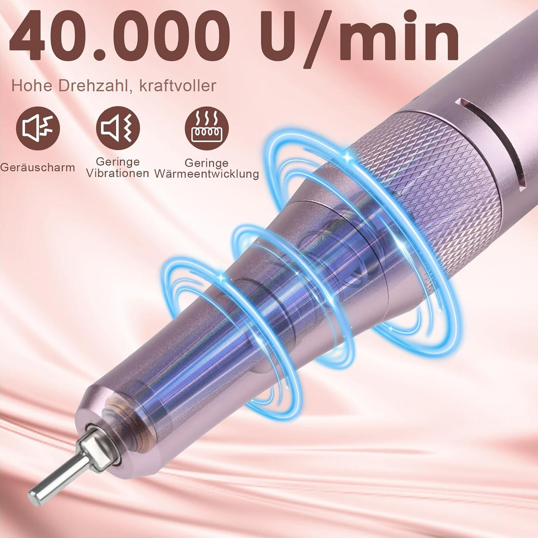Elektrische Nagelfeile Nagelfräser für Gelnägel 12 in 1 Nagelfräser Professionell ,40000U/Min,LCD Ma