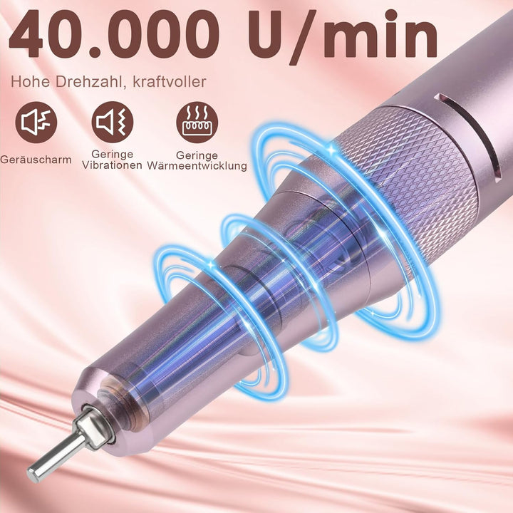 Elektrische Nagelfeile Nagelfräser für Gelnägel 12 in 1 Nagelfräser Professionell ,40000U/Min,LCD Ma