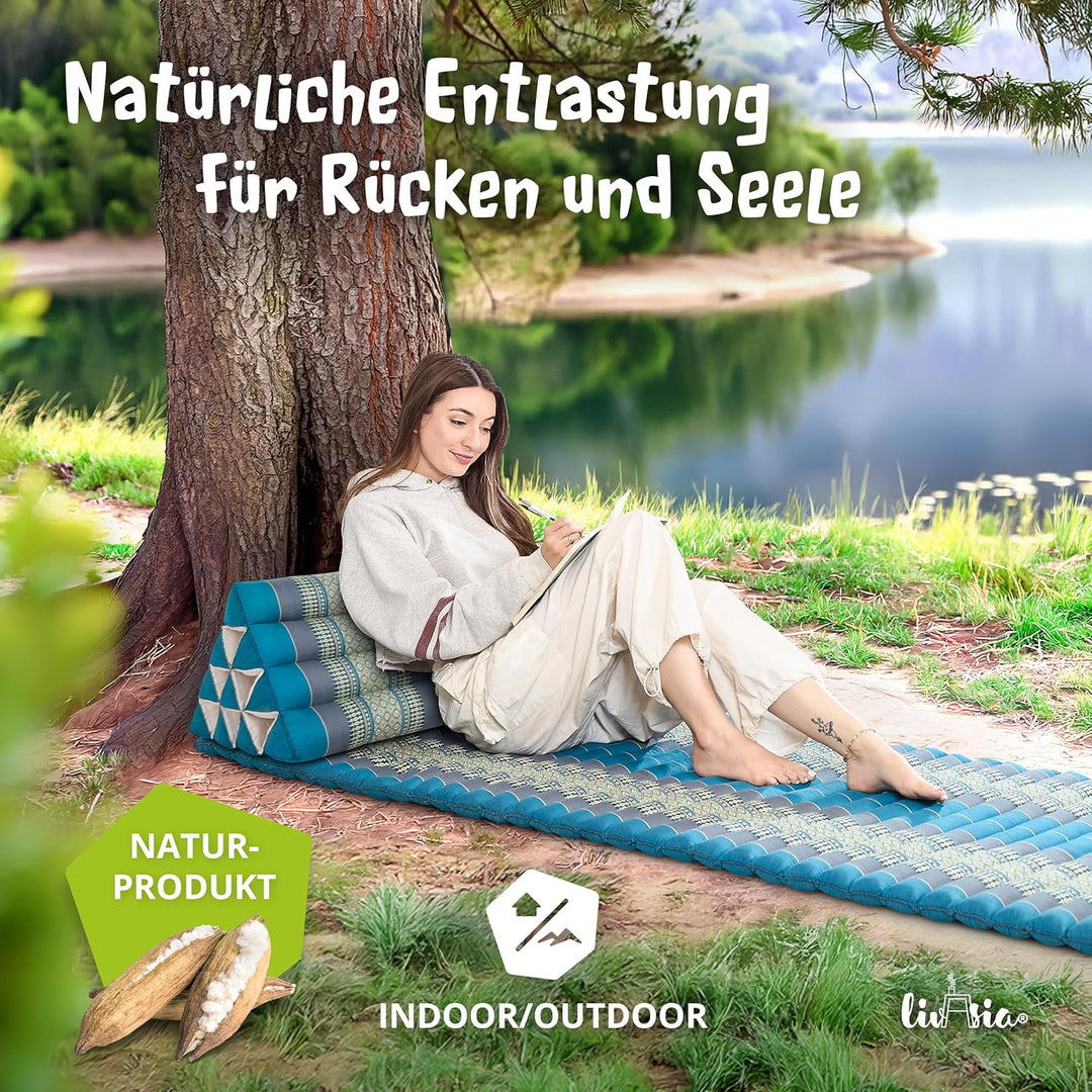 livasia Rückenstützkissen breit für Paare, Dreieckskissen für Garten und Balkon, Keilkissen mit Kapo