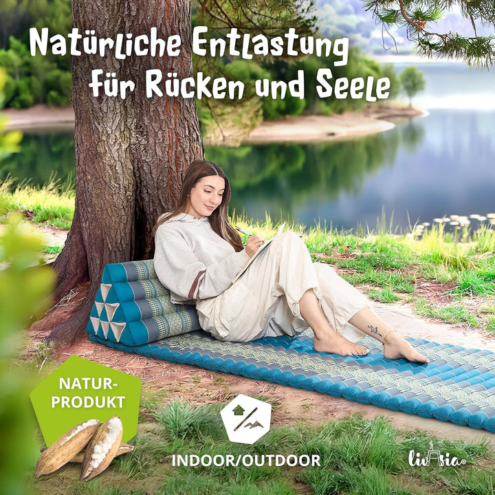 livasia Rückenstützkissen breit für Paare, Dreieckskissen für Garten und Balkon, Keilkissen mit Kapo