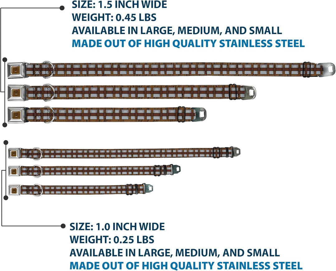 Hundehalsband mit Gurtschnalle, Star Wars, Chewbacca, Bandolier, Braun, Grau, 45,7 bis 81,3 cm, 3,8