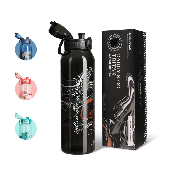 UZSPACE Trinkflasche Sport 1L, Tritan Bpa-Frei Trinkflasche Auslaufsicher mit Einhandbedienung, Kohl
