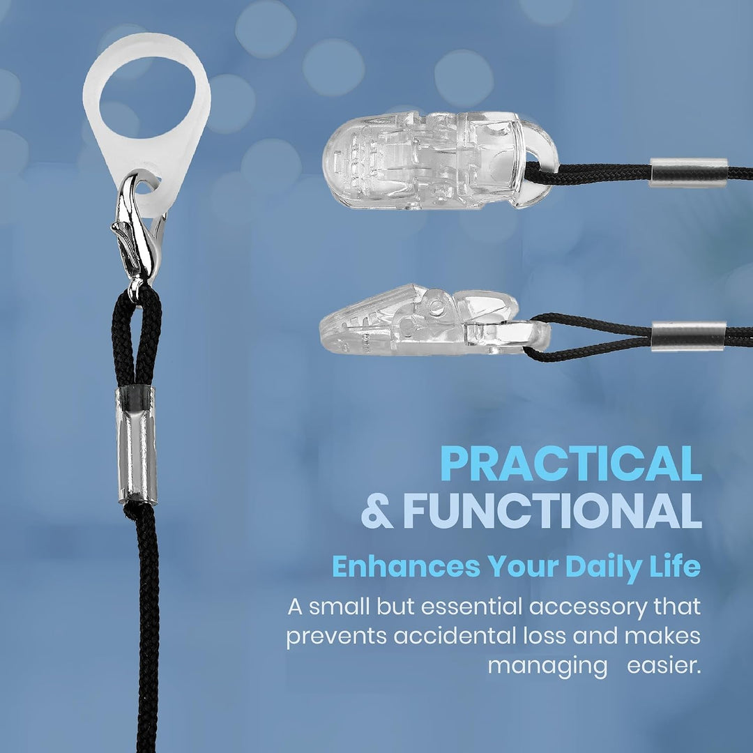 MEDca Verstärker Clips - Schutzhalter mit Anti-Verlust Lanyard Schnur - Seil mit Schlaufen, Clip und