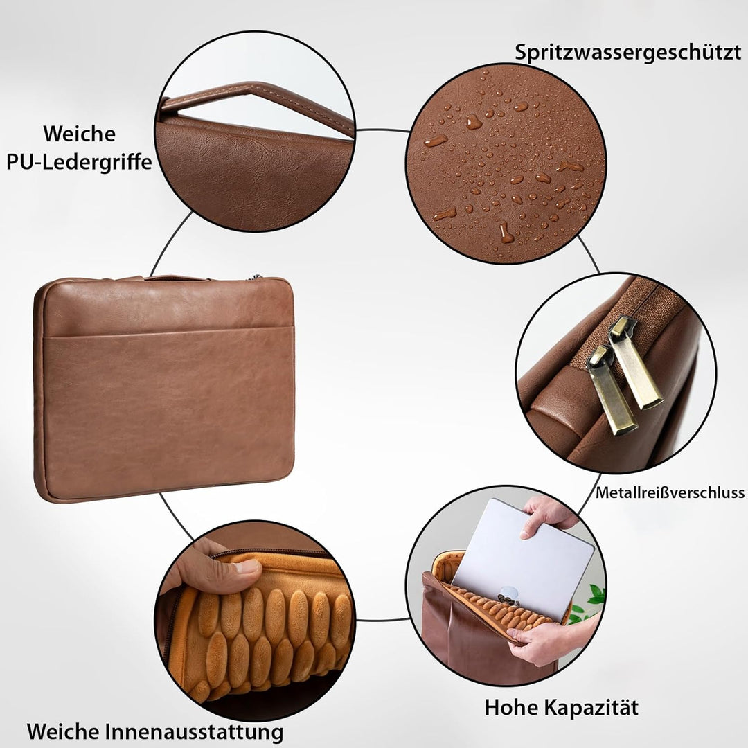 Lopoleis® Laptoptasche, Arbeitstasche Herren und Damen PU Leder, Laptop hülle Business Handtasche Tr