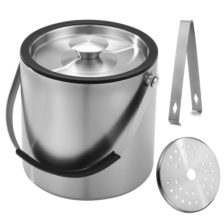 2L Eiswürfelform, Eiskübel mit deckel,Eiswürfelbehälter edelstahl mit Clips und Sieb, ideal für Part