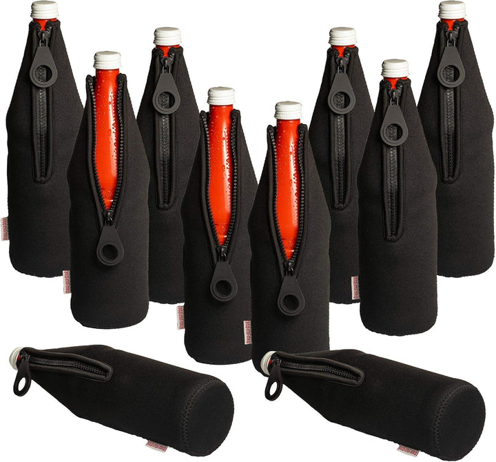 Flaschenkühler 0,7-1,0L für Glas- & PET Flaschen, Neopren, Getränkekühler, (schwarz, 10) Schwarz 10,