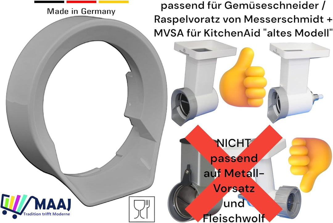 ERSATZ VERSCHLUSSRING ZU RAFFELVORSATZ/GEMÜSESCHNEIDER VON MESSERSCHMIDT UND KITCHENAID ALTES MODELL