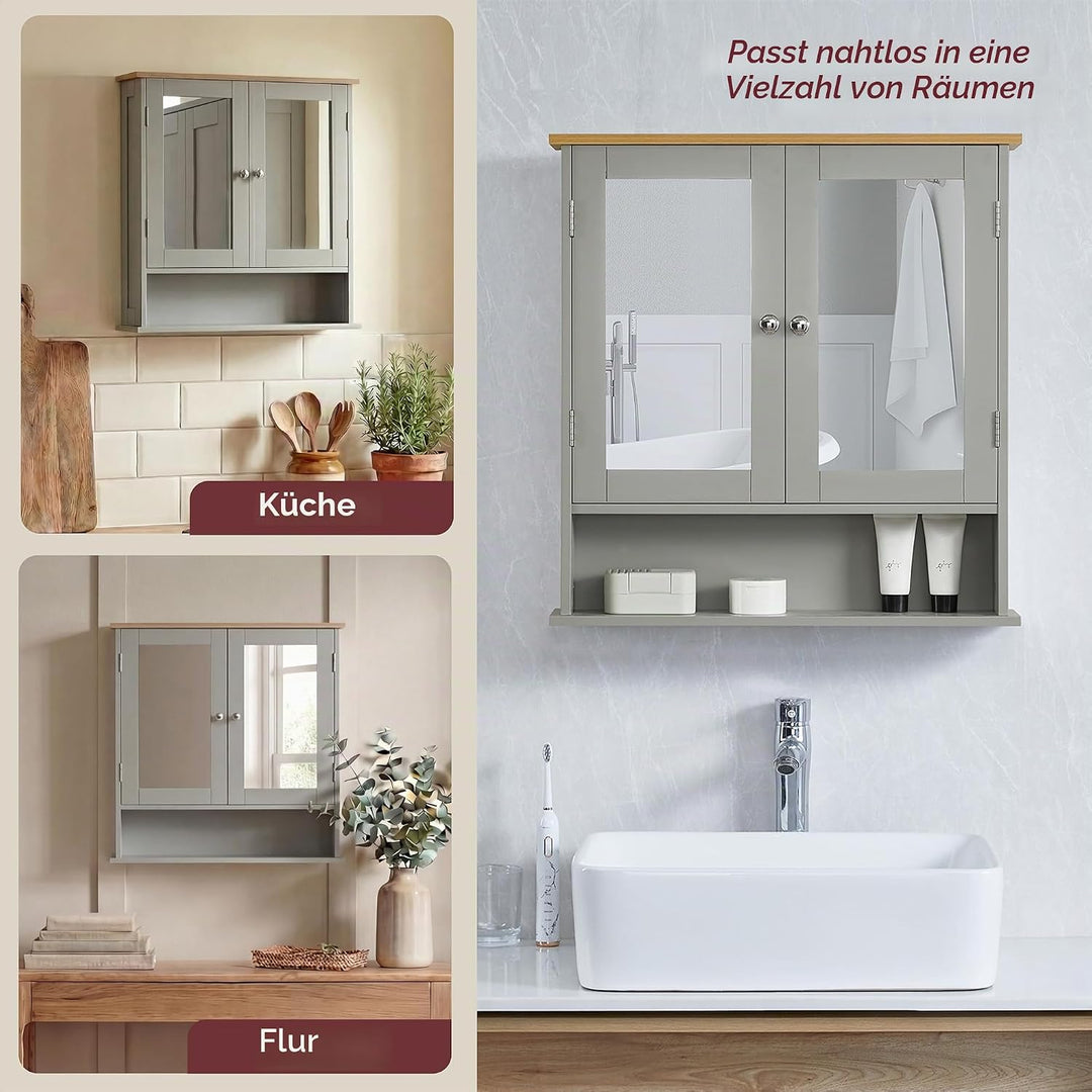 Bath Vida Hoch-& Midischränke fürs Bad, Mitteldichte Holzfaserplatte, Grau, Standard 2-türiger versp