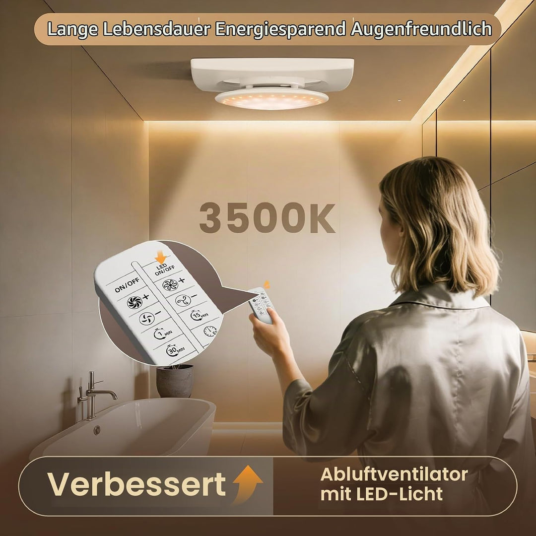 100mm Badlüfter mit Nachlauf &amp; LED Beleuchtung,3000U/min 220m³/h,2 Wege 6 Drehstufen mit Anzeigelamp