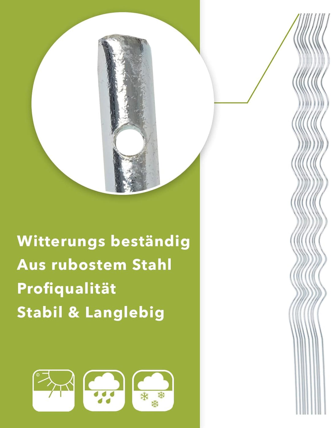 Floordirekt Tomatenspiralstäbe inkl. Zubehör Set - 180 cm Länge - 10 Stück - Tomatenstab - Spiralsta
